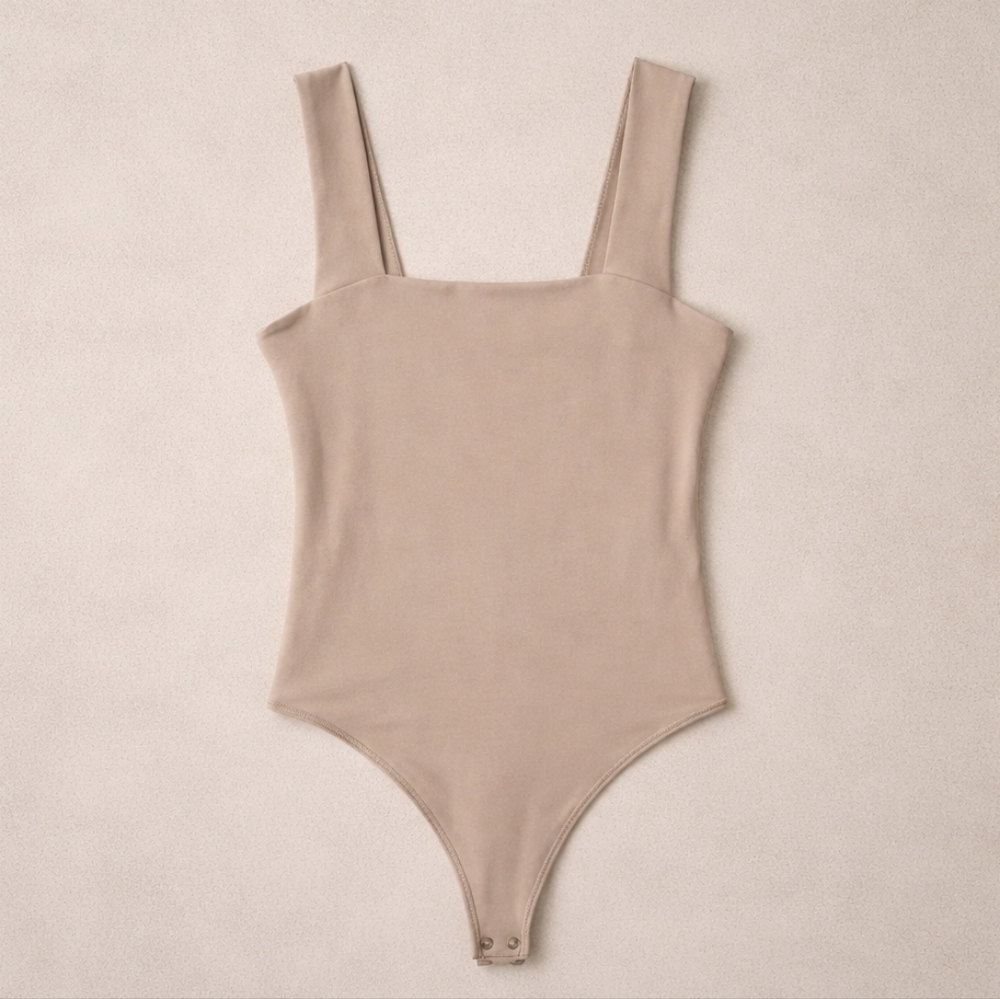 Abercrombie & Fitch Double-Layered Seamless Squareneck Bodysuit Tank Tan Size XS
